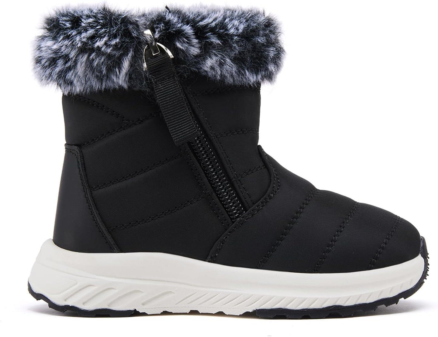 imageBMCiTYBM Toddler Boy Girl Snow Boots Waterproof Winter Warm Boots Nonslip Lightweight Outdoor Walking Shoes for Cold WeatehrBblack