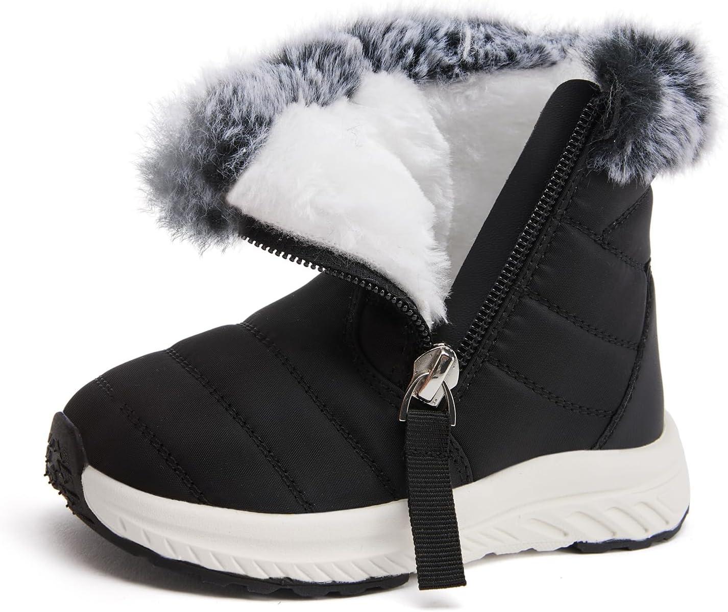 imageBMCiTYBM Toddler Boy Girl Snow Boots Waterproof Winter Warm Boots Nonslip Lightweight Outdoor Walking Shoes for Cold WeatehrBblack