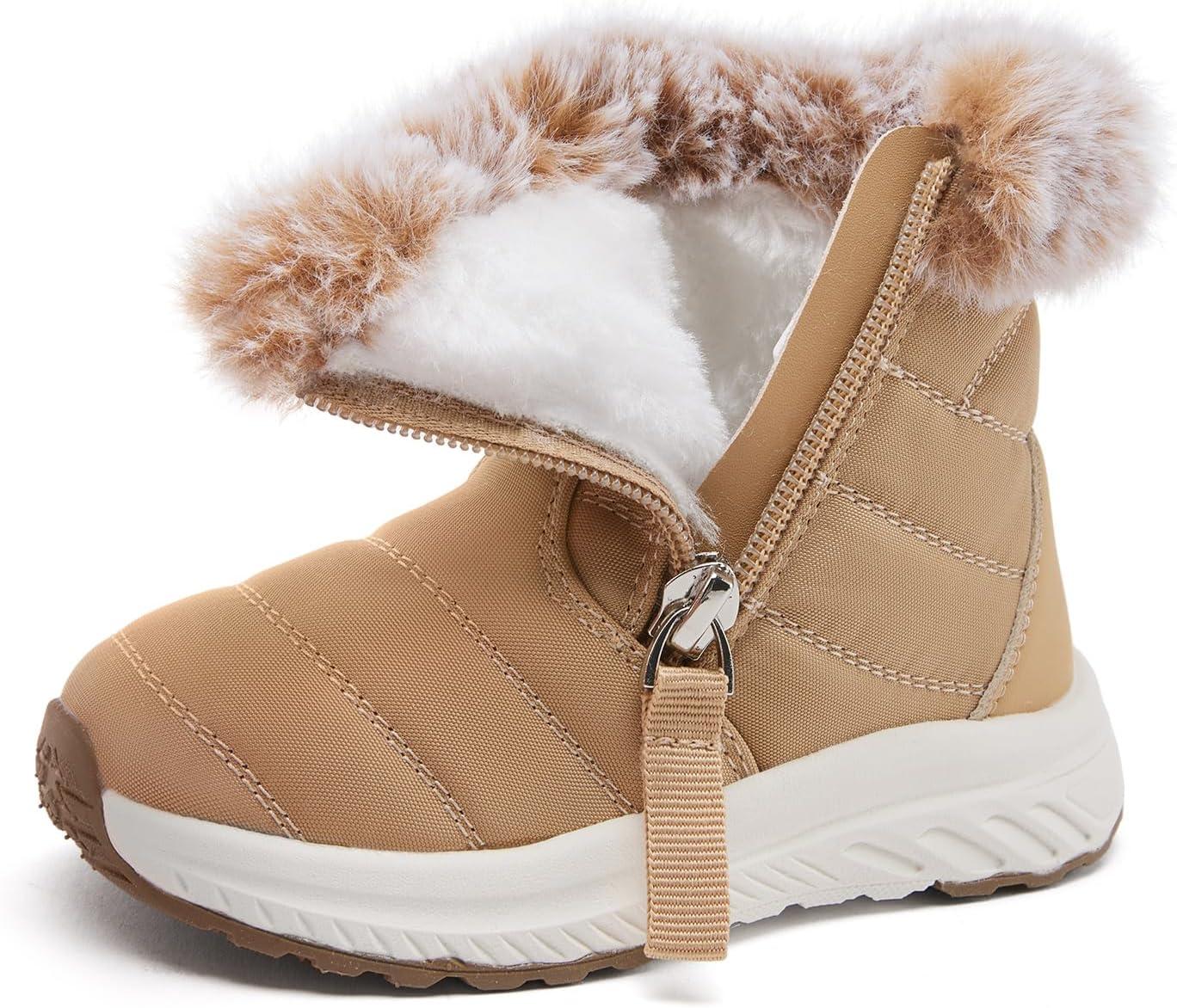 imageBMCiTYBM Toddler Boy Girl Snow Boots Waterproof Winter Warm Boots Nonslip Lightweight Outdoor Walking Shoes for Cold WeatehrBcamel