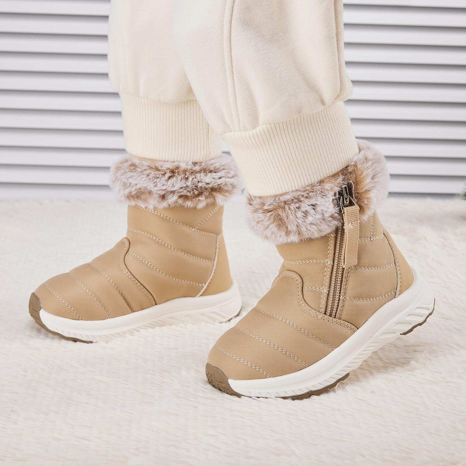 imageBMCiTYBM Toddler Boy Girl Snow Boots Waterproof Winter Warm Boots Nonslip Lightweight Outdoor Walking Shoes for Cold WeatehrBcamel