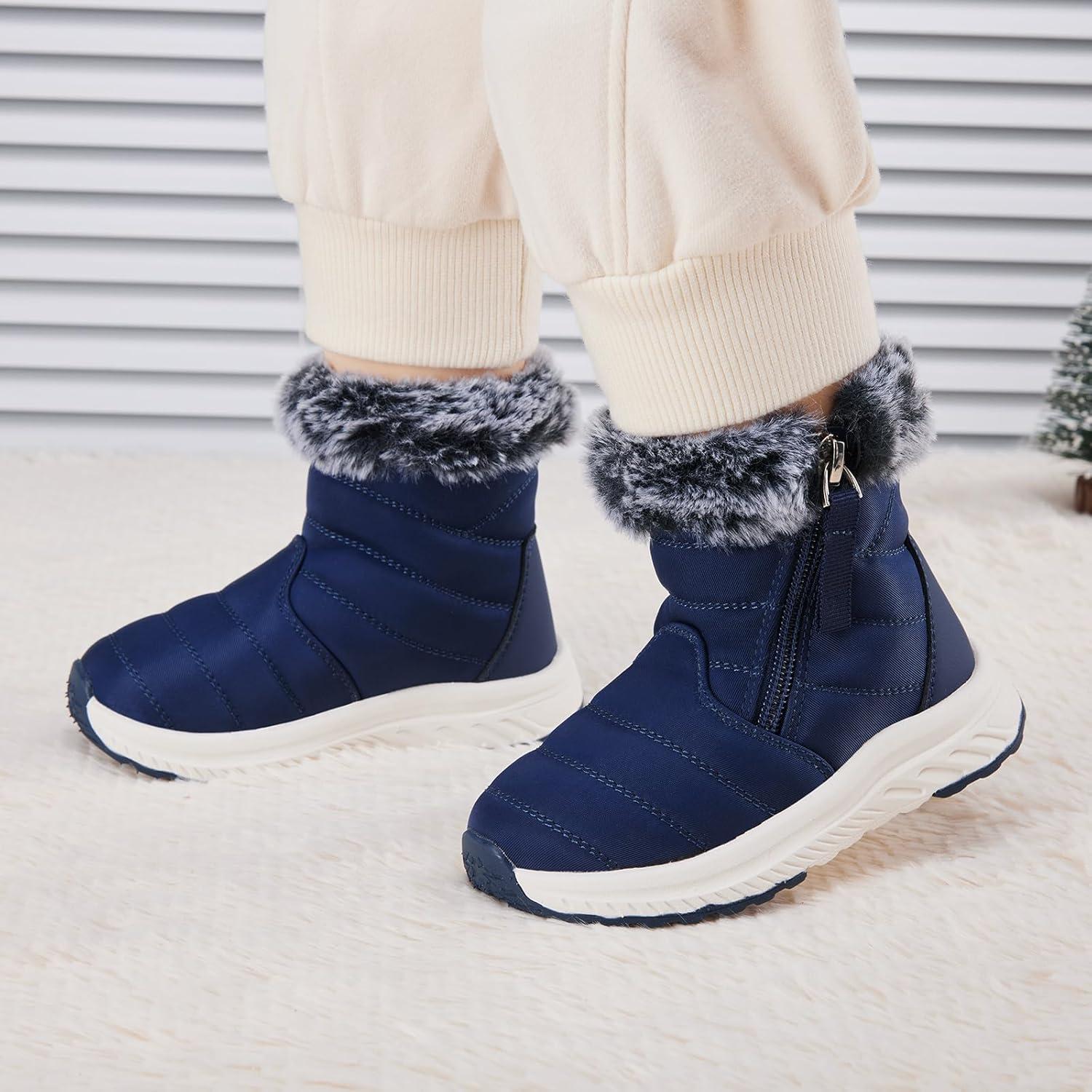 imageBMCiTYBM Toddler Boy Girl Snow Boots Waterproof Winter Warm Boots Nonslip Lightweight Outdoor Walking Shoes for Cold WeatehrBnavy