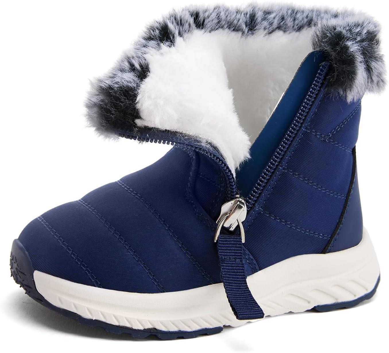 imageBMCiTYBM Toddler Boy Girl Snow Boots Waterproof Winter Warm Boots Nonslip Lightweight Outdoor Walking Shoes for Cold WeatehrBnavy