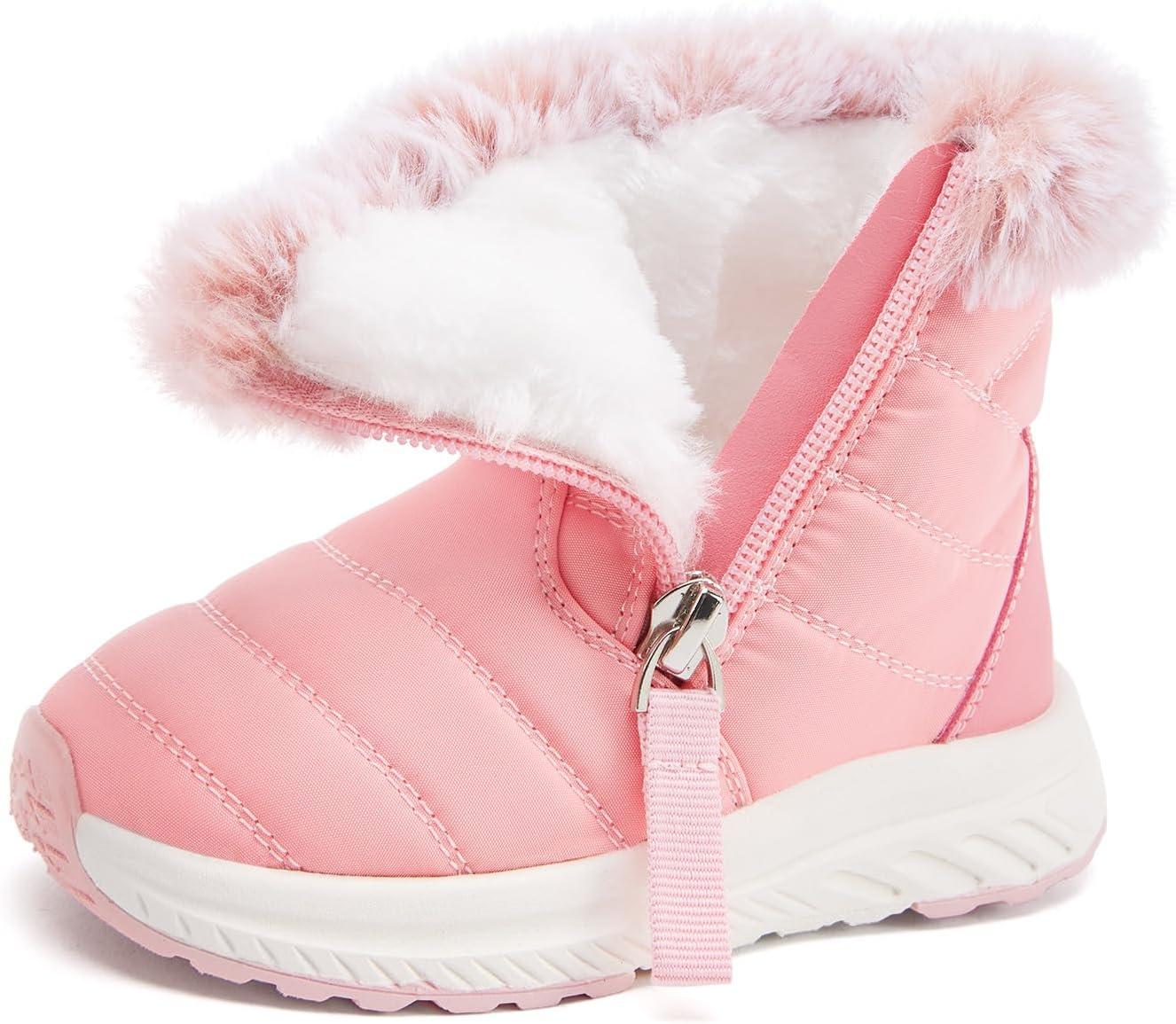 imageBMCiTYBM Toddler Boy Girl Snow Boots Waterproof Winter Warm Boots Nonslip Lightweight Outdoor Walking Shoes for Cold WeatehrBpink
