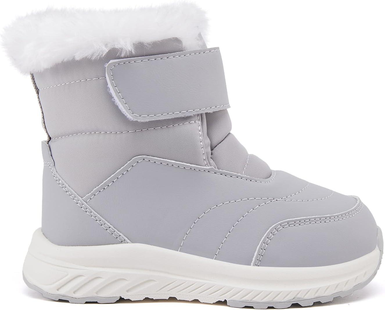 imageBMCiTYBM Toddler Boy Girl Snow Boots Waterproof Winter Warm Boots Nonslip Lightweight Outdoor Walking Shoes for Cold WeatehrCgrey