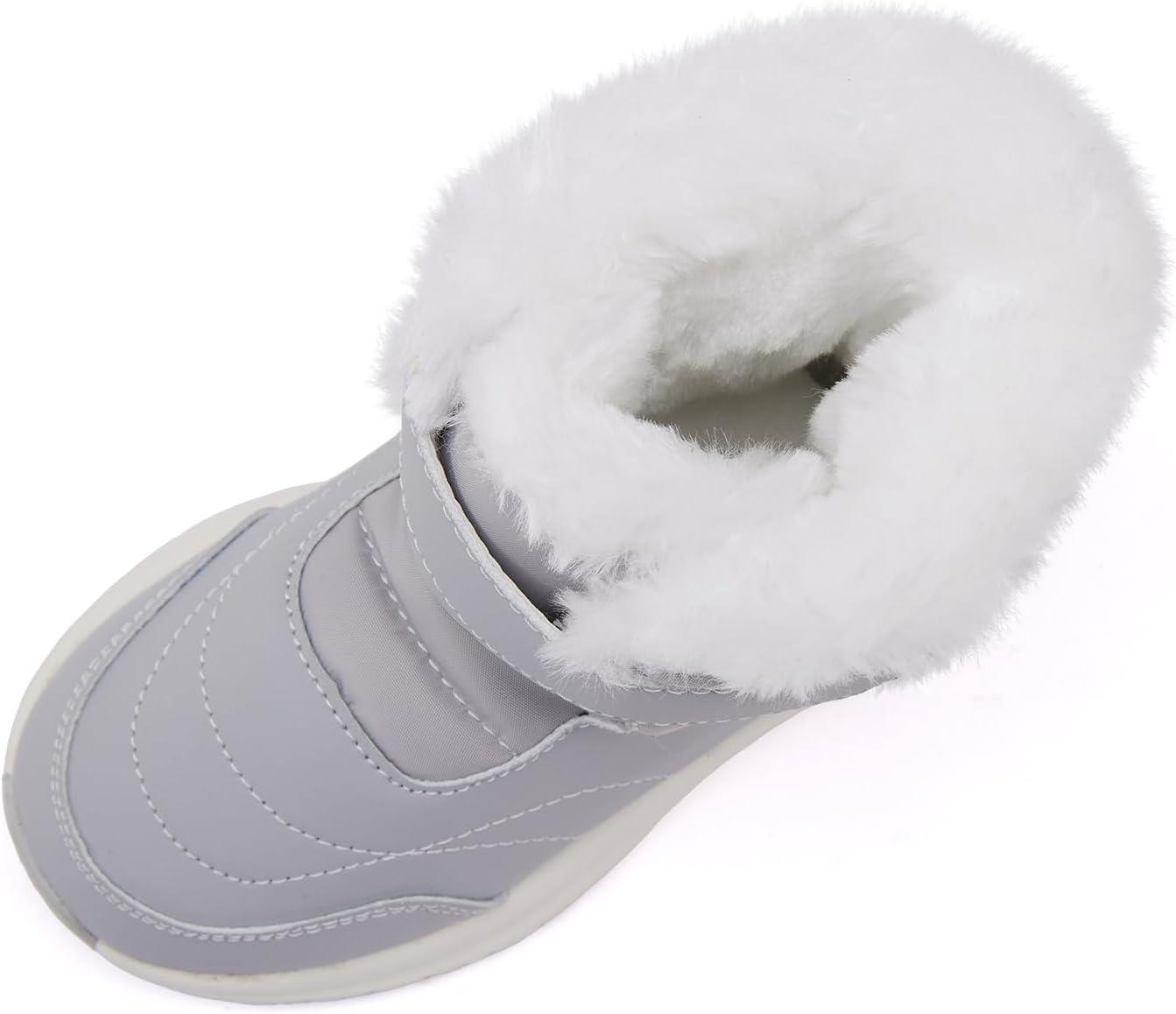 imageBMCiTYBM Toddler Boy Girl Snow Boots Waterproof Winter Warm Boots Nonslip Lightweight Outdoor Walking Shoes for Cold WeatehrCgrey