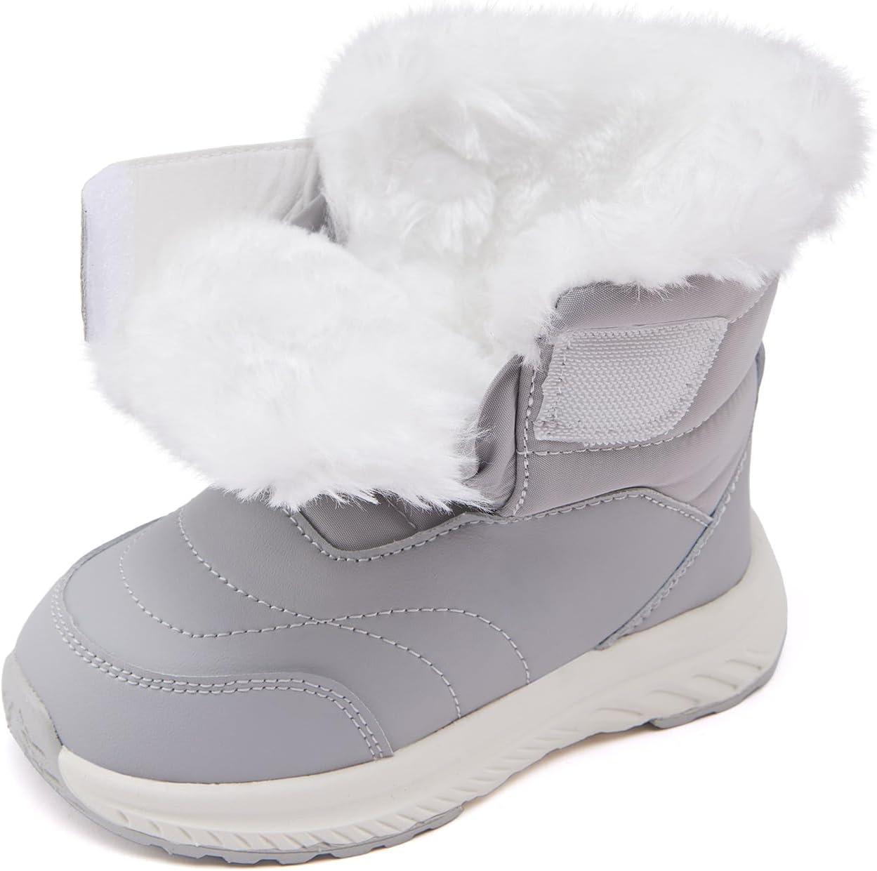 imageBMCiTYBM Toddler Boy Girl Snow Boots Waterproof Winter Warm Boots Nonslip Lightweight Outdoor Walking Shoes for Cold WeatehrCgrey