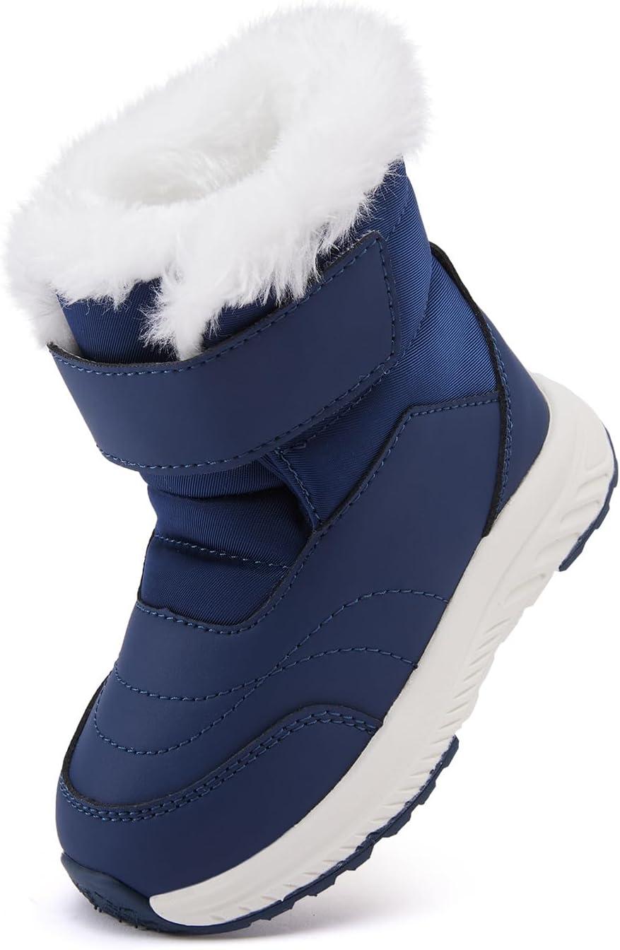 imageBMCiTYBM Toddler Boy Girl Snow Boots Waterproof Winter Warm Boots Nonslip Lightweight Outdoor Walking Shoes for Cold WeatehrCnavy