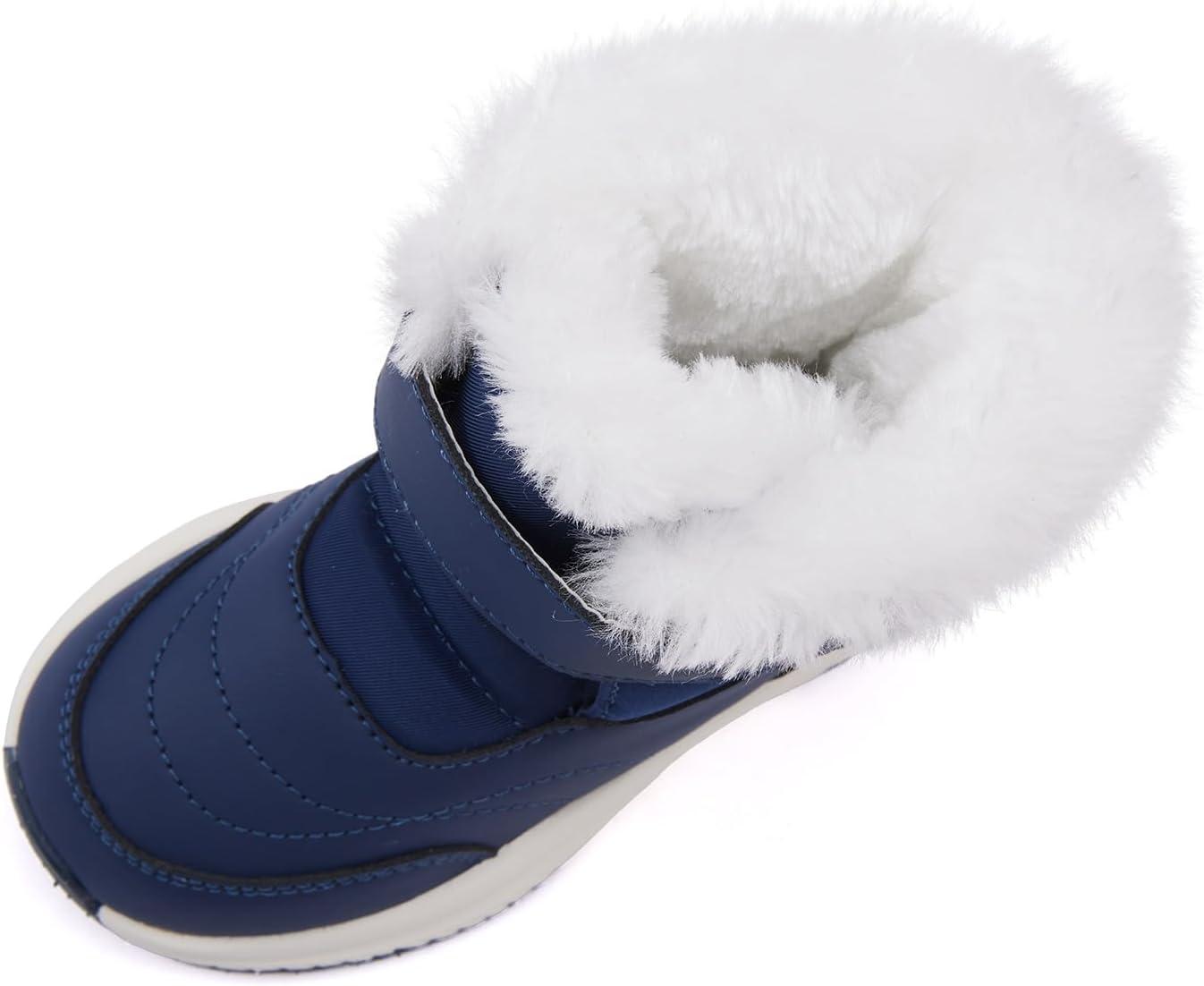 imageBMCiTYBM Toddler Boy Girl Snow Boots Waterproof Winter Warm Boots Nonslip Lightweight Outdoor Walking Shoes for Cold WeatehrCnavy