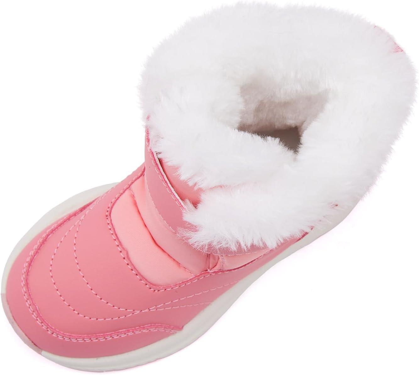 imageBMCiTYBM Toddler Boy Girl Snow Boots Waterproof Winter Warm Boots Nonslip Lightweight Outdoor Walking Shoes for Cold WeatehrCpink