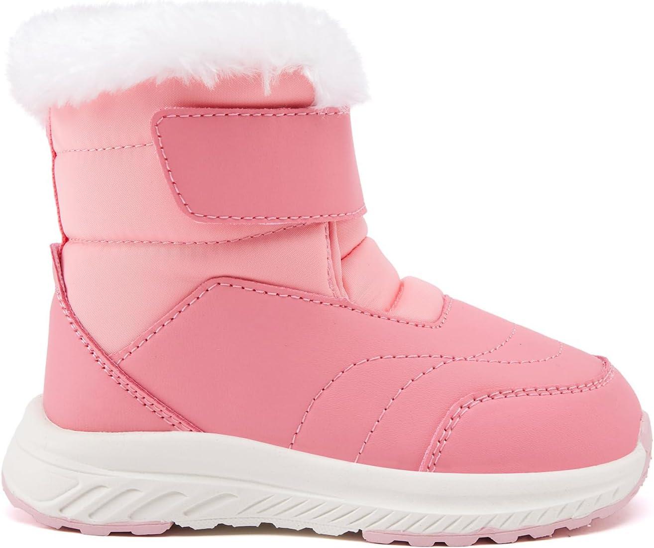 imageBMCiTYBM Toddler Boy Girl Snow Boots Waterproof Winter Warm Boots Nonslip Lightweight Outdoor Walking Shoes for Cold WeatehrCpink