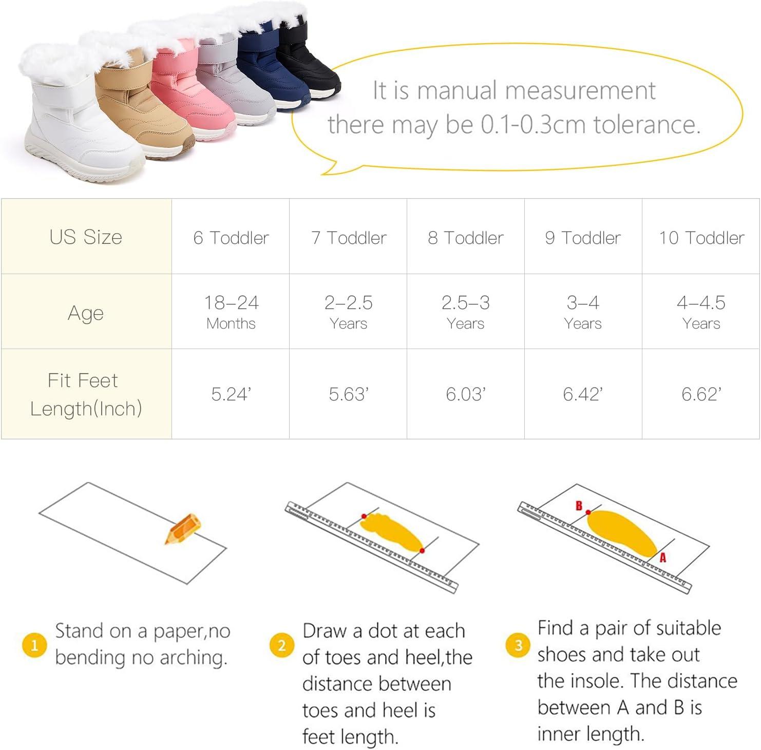 imageBMCiTYBM Toddler Boy Girl Snow Boots Waterproof Winter Warm Boots Nonslip Lightweight Outdoor Walking Shoes for Cold WeatehrCpink