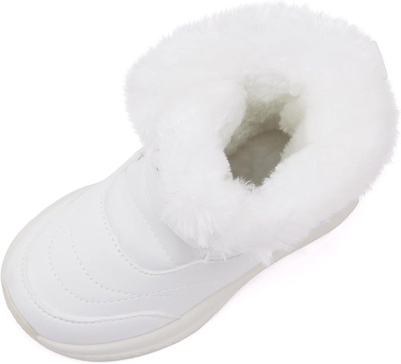 imageBMCiTYBM Toddler Boy Girl Snow Boots Waterproof Winter Warm Boots Nonslip Lightweight Outdoor Walking Shoes for Cold WeatehrCwhite