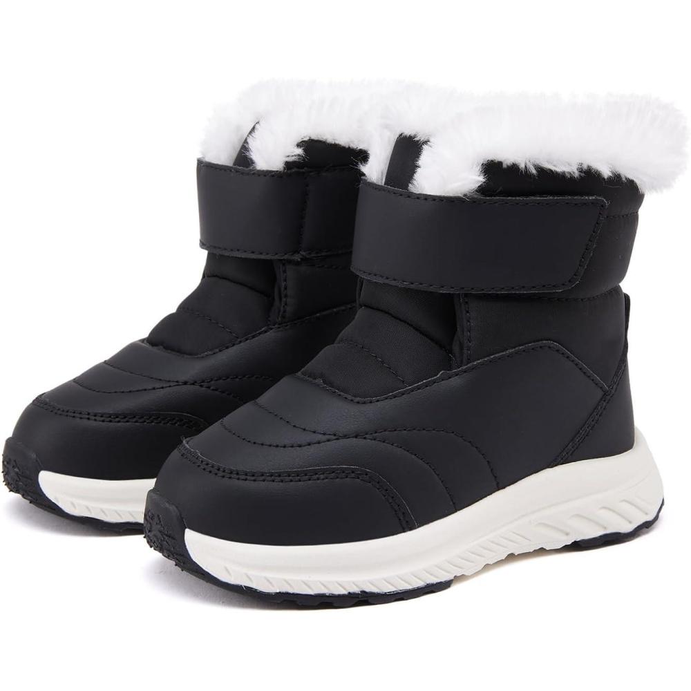 imageBMCiTYBM Toddler Boy Girl Snow Boots Waterproof Winter Warm Boots Nonslip Lightweight Outdoor Walking Shoes for Cold WeatehrCblack