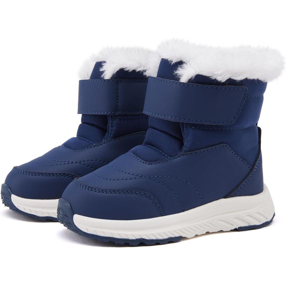 imageBMCiTYBM Toddler Boy Girl Snow Boots Waterproof Winter Warm Boots Nonslip Lightweight Outdoor Walking Shoes for Cold WeatehrCnavy