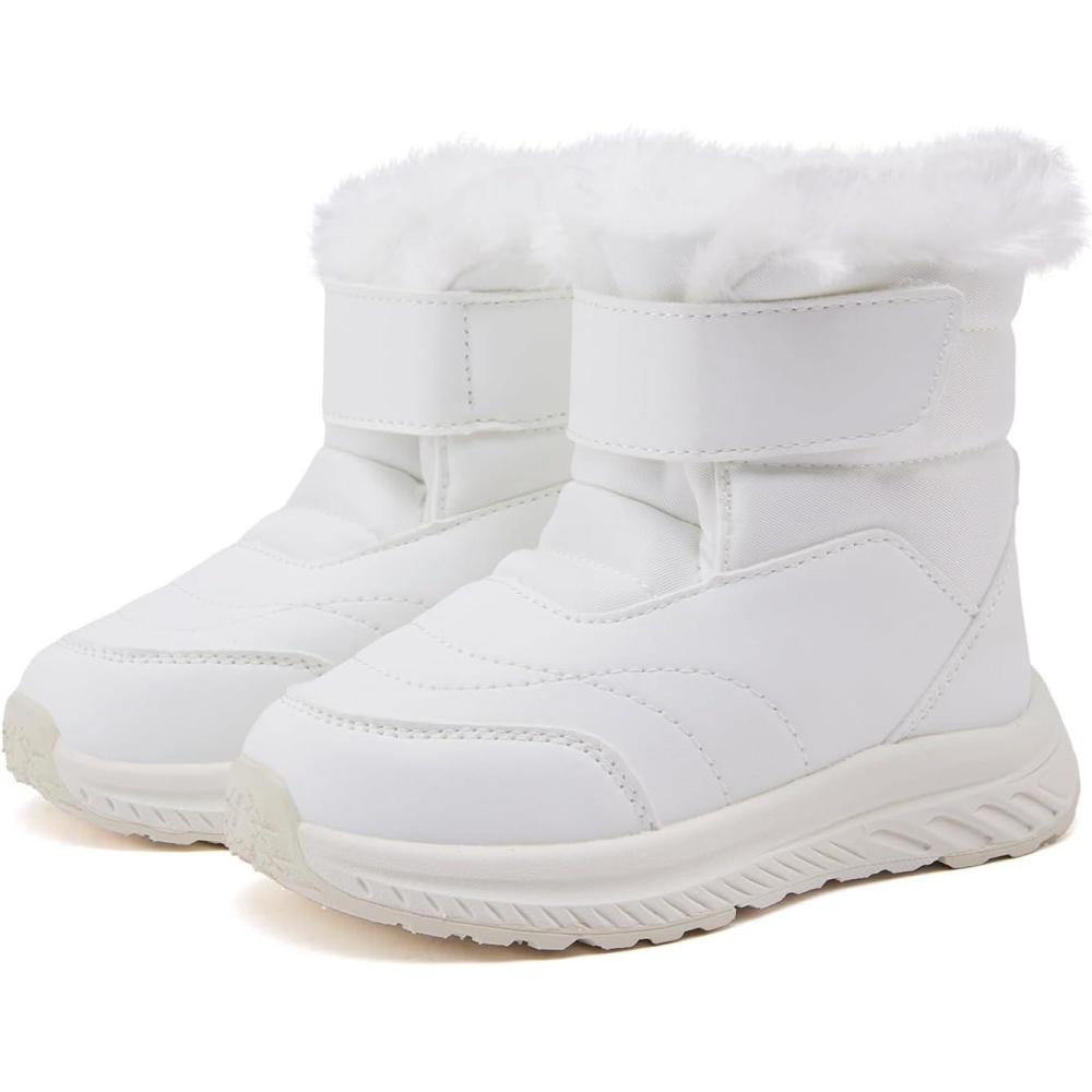 imageBMCiTYBM Toddler Boy Girl Snow Boots Waterproof Winter Warm Boots Nonslip Lightweight Outdoor Walking Shoes for Cold WeatehrCwhite
