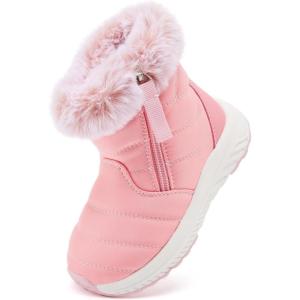 imageBMCiTYBM Toddler Boy Girl Snow Boots Waterproof Winter Warm Boots Nonslip Lightweight Outdoor Walking Shoes for Cold WeatehrBpink
