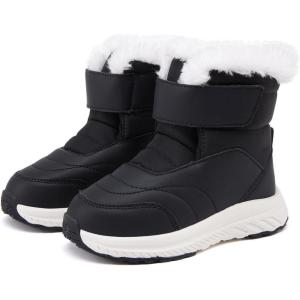imageBMCiTYBM Toddler Boy Girl Snow Boots Waterproof Winter Warm Boots Nonslip Lightweight Outdoor Walking Shoes for Cold WeatehrCblack