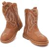 imageBMCiTYBM Toddler Cowboy Cowgirl Boots Boys Girls Western Round Toe Riding Mid Calf Booties for All SeasonsToddlerLittle KidAbrown