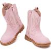 imageBMCiTYBM Toddler Cowboy Cowgirl Boots Boys Girls Western Round Toe Riding Mid Calf Booties for All SeasonsToddlerLittle KidApink
