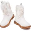 imageBMCiTYBM Toddler Cowboy Cowgirl Boots Boys Girls Western Round Toe Riding Mid Calf Booties for All SeasonsToddlerLittle KidAwhite