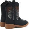 imageBMCiTYBM Toddler Cowgirl Cowboy Boots Boys Girls Square Toe Western Boots Mid Calf Side Zipper Riding Shoes for All SeasonsAblack