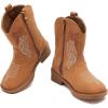 imageBMCiTYBM Toddler Cowgirl Cowboy Boots Boys Girls Square Toe Western Boots Mid Calf Side Zipper Riding Shoes for All SeasonsAbrown