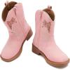 imageBMCiTYBM Toddler Cowgirl Cowboy Boots Boys Girls Square Toe Western Boots Mid Calf Side Zipper Riding Shoes for All SeasonsApink