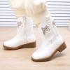 imageBMCiTYBM Toddler Cowgirl Cowboy Boots Boys Girls Square Toe Western Boots Mid Calf Side Zipper Riding Shoes for All SeasonsAwhite