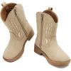 imageBMCiTYBM Toddler Cowgirl Cowboy Boots Boys Girls Square Toe Western Boots Mid Calf Side Zipper Riding Shoes for All SeasonsBcamel