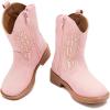 imageBMCiTYBM Toddler Cowgirl Cowboy Boots Boys Girls Square Toe Western Boots Mid Calf Side Zipper Riding Shoes for All SeasonsBpink