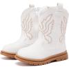 imageBMCiTYBM Toddler Cowboy Cowgirl Boots Boys Girls Western Round Toe Riding Mid Calf Booties for All SeasonsToddlerLittle KidAwhite