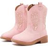 imageBMCiTYBM Toddler Cowgirl Cowboy Boots Boys Girls Square Toe Western Boots Mid Calf Side Zipper Riding Shoes for All SeasonsBpink