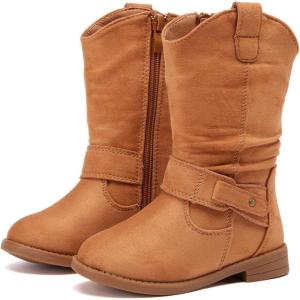 imageBMCiTYBM Toddler Boots Girls Fashion Ridding Booties Mid Calf Side Zipper Shoes for All SeasonsToddlerLittle KidBbrown