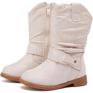 imageBMCiTYBM Toddler Boots Girls Fashion Ridding Booties Mid Calf Side Zipper Shoes for All SeasonsToddlerLittle KidBlight Grey