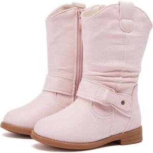 imageBMCiTYBM Toddler Boots Girls Fashion Ridding Booties Mid Calf Side Zipper Shoes for All SeasonsToddlerLittle KidBpink