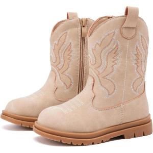 imageBMCiTYBM Toddler Cowboy Cowgirl Boots Boys Girls Western Round Toe Riding Mid Calf Booties for All SeasonsToddlerLittle KidAcamel