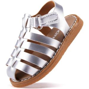 imageBMCiTYBM Baby Boy Girl Closed Toe Sandals Infant Summer First Walking Shoes NonSlip Fisherman Sandals 6 9 12 18 24 MonthsAsilver