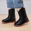 image:imageBMCiTYBM Toddler Cowboy Boots Western Cowgirl Boots Boys Girls Mid Calf Square Toe Riding Walking ShoesAblack