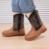 image:imageBMCiTYBM Toddler Cowboy Boots Western Cowgirl Boots Boys Girls Mid Calf Square Toe Riding Walking ShoesAblackBrown