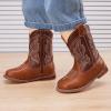 image:imageBMCiTYBM Toddler Cowboy Boots Western Cowgirl Boots Boys Girls Mid Calf Square Toe Riding Walking ShoesAbrown