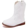 image:imageBMCiTYBM Toddler Cowboy Boots Western Cowgirl Boots Boys Girls Mid Calf Square Toe Riding Walking ShoesAwhite