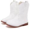 image:imageBMCiTYBM Toddler Cowboy Boots Western Cowgirl Boots Boys Girls Mid Calf Square Toe Riding Walking ShoesAwhite
