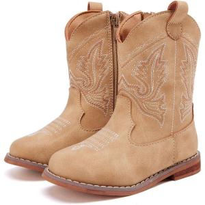image:imageBMCiTYBM Toddler Cowboy Boots Western Cowgirl Boots Boys Girls Mid Calf Square Toe Riding Walking ShoesAcamel