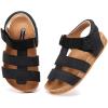 image:imageBMCiTYBM Toddler Boys Girls Sandals Open Toe Arch Support Slides Adjustable Straps Cork Footbed Slippers for Indoor Outdoor1black