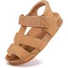 image:imageBMCiTYBM Toddler Boys Girls Sandals Open Toe Arch Support Slides Adjustable Straps Cork Footbed Slippers for Indoor Outdoor1camel