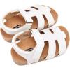 image:imageBMCiTYBM Toddler Boys Girls Sandals Open Toe Arch Support Slides Adjustable Straps Cork Footbed Slippers for Indoor Outdoor1white