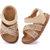 image:imageBMCiTYBM Toddler Boys Girls Sandals Open Toe Arch Support Slides Adjustable Straps Cork Footbed Slippers for Indoor Outdoor3glod