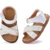 image:imageBMCiTYBM Toddler Boys Girls Sandals Open Toe Arch Support Slides Adjustable Straps Cork Footbed Slippers for Indoor Outdoor3silver
