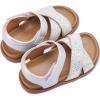 image:imageBMCiTYBM Toddler Boys Girls Sandals Open Toe Arch Support Slides Adjustable Straps Cork Footbed Slippers for Indoor Outdoor3silver