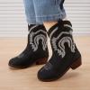 image:imageBMCiTYBM Toddler Cowboy Boots Western Cowgirl Boots Boys Girls Mid Calf Square Toe Riding Walking ShoesAllblack